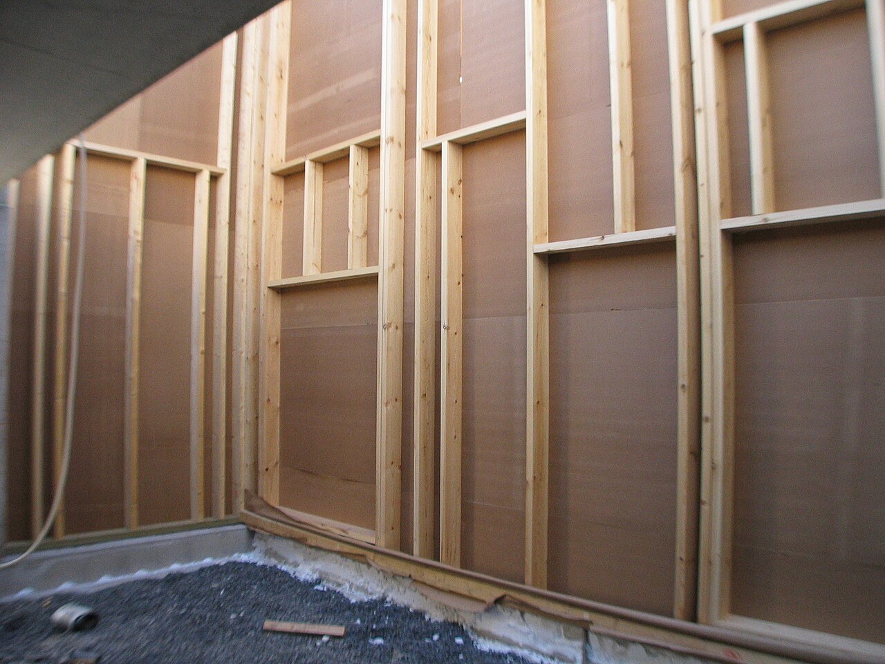 Example of interior wood wall framing